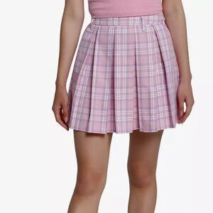Hot Topic Sweet Society Pink and Lavender Purple Plaid Pleated Mini Skirt